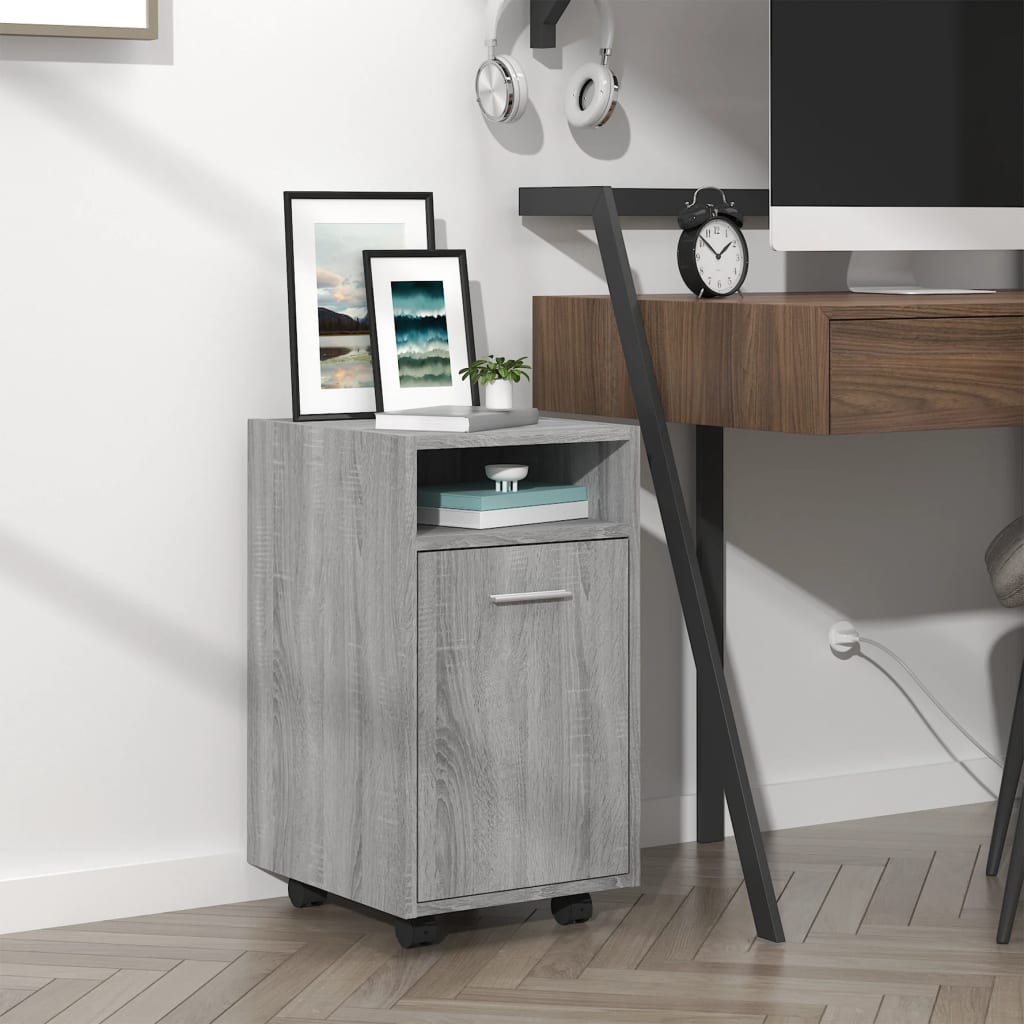 Mobiletto con Ruote Grigio Sonoma 33x38x60 cm Legno Multistrato | homemem39