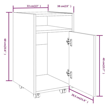 Mobiletto con Ruote 33x38x60cm legno multistrato