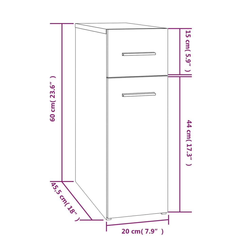 Mobile Farmacia Grigio Sonoma 20x45,5x60 cm Legno Multistrato | homemem39