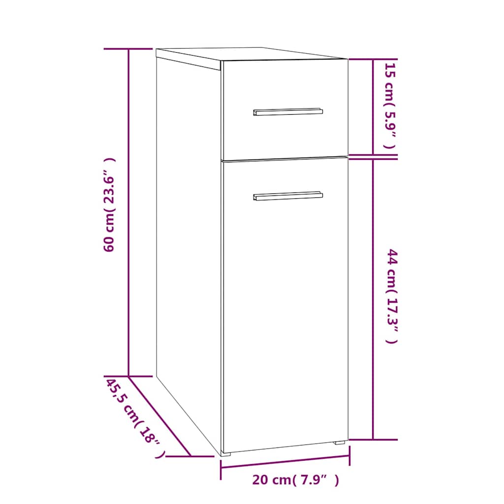 Mobile Farmacia 20x45,5x60 cm legno multistrato