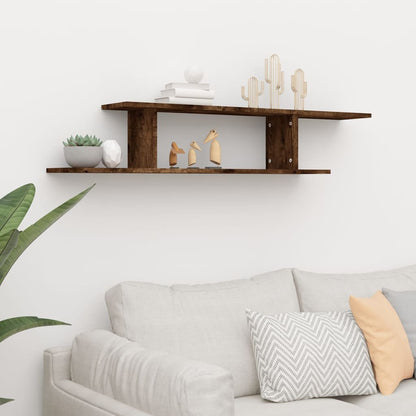 Scaffale TV a Parete Rovere Fumo 125x18x23 cm Legno Multistrato | homemem39