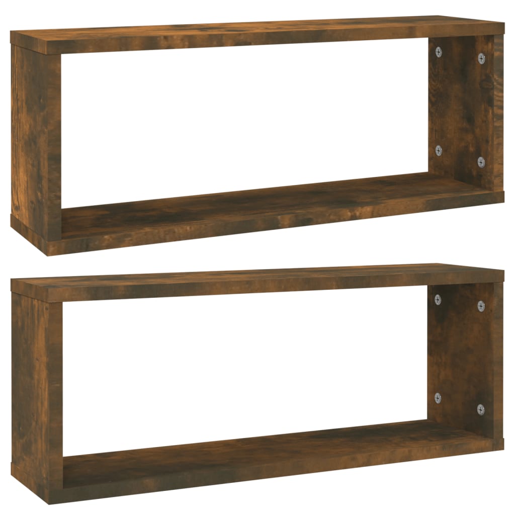 Mensole Parete Cubo 2pz Rovere Fumo 80x15x26,5cm in Multistrato | homemem39