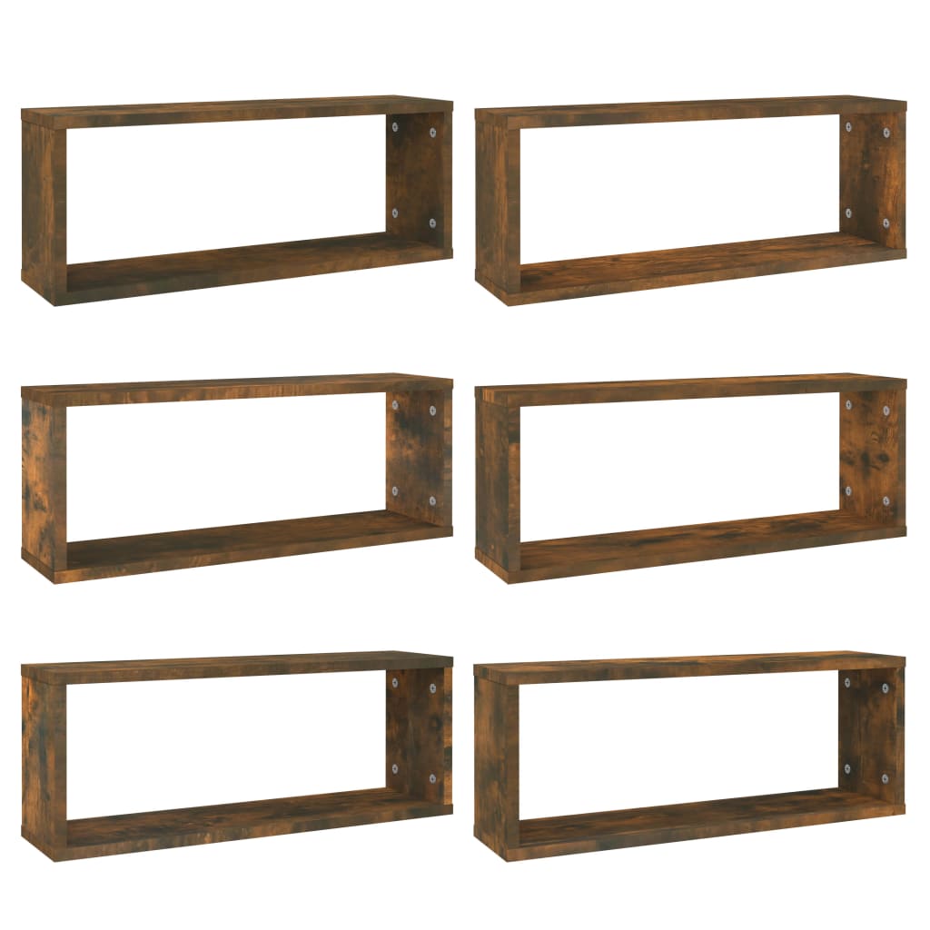 Mensole Parete Cubo 6pz Rovere Fumo 60x15x23 cm in Multistrato | homemem39