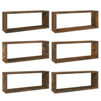 Mensole Parete Cubo 6pz Rovere Fumo 60x15x23 cm in Multistrato | homemem39