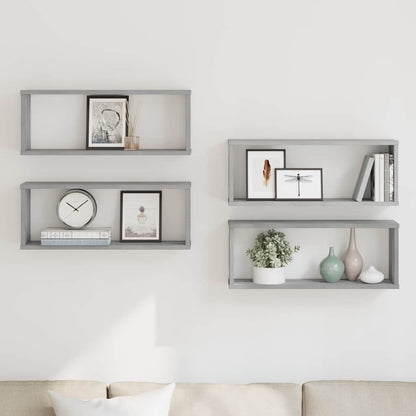 Mensole Cubo Muro 4 pz Grigio Sonoma 60x15x23 cm in Multistrato | homemem39