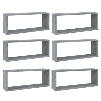 Mensole Cubo Muro 6 pz Grigio Sonoma 60x15x23 cm in Multistrato | homemem39