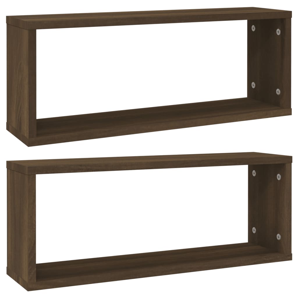 Mensole Cubo Muro 2pz Rovere Marrone 60x15x23 cm in Multistrato | homemem39