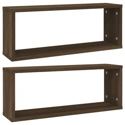 Mensole Cubo Muro 2pz Rovere Marrone 60x15x23 cm in Multistrato | homemem39