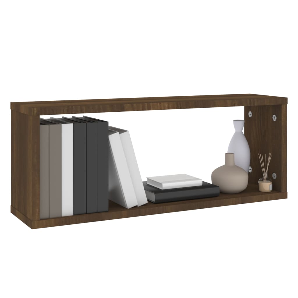 Mensole Cubo Muro 2pz Rovere Marrone 60x15x23 cm in Multistrato | homemem39