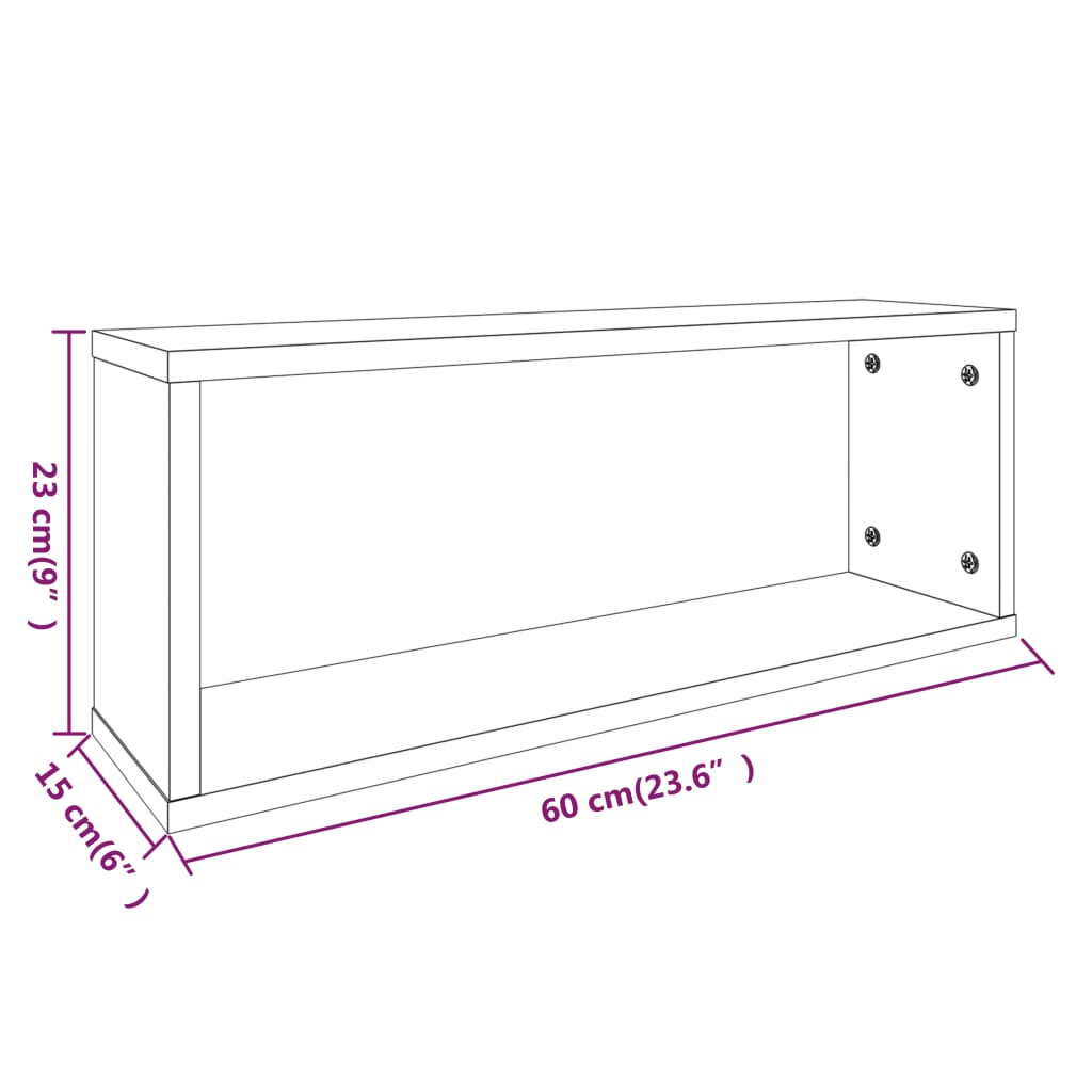 Mensole Cubo Muro 2pz Rovere Marrone 60x15x23 cm in Multistrato | homemem39