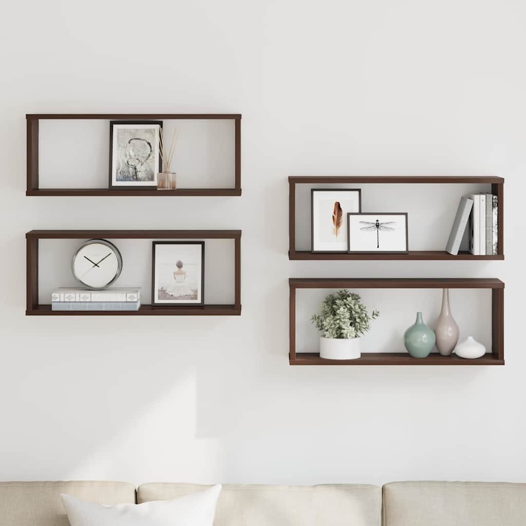 Mensole Cubo Muro 4pz Rovere Marrone 60x15x23 cm in Multistrato | homemem39