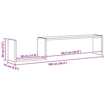 Mensole a Muro 2 pz Rovere Fumo 100x15x20 cm Legno Multistrato | homemem39
