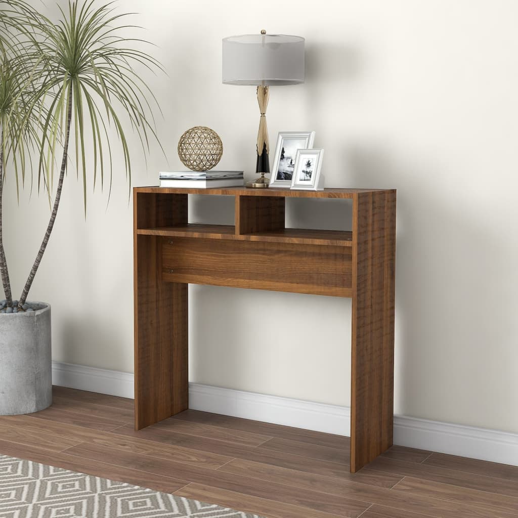 Tavolino Consolle Rovere Marrone 78x30x80 cm Legno Multistrato - homemem39