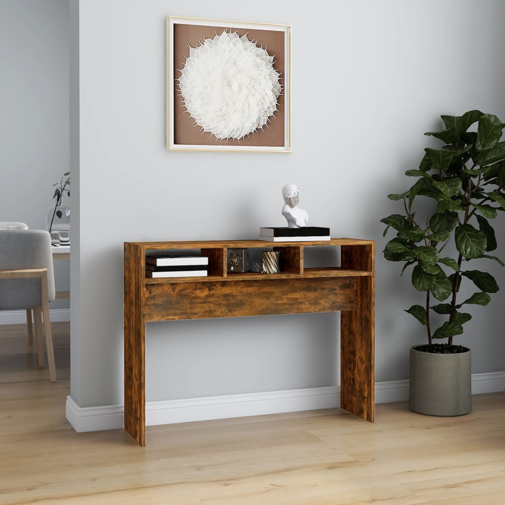 Tavolino Consolle Rovere Fumo 105x30x80 cm in Legno Multistrato - homemem39