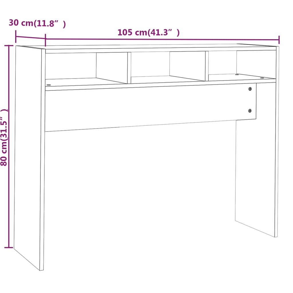 Tavolino Consolle Grigio Sonoma 105x30x80 cm Legno Multistrato - homemem39