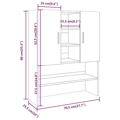 Mobile per Lavatrice Rovere Fumo 70,5x25,5x90 cm - homemem39