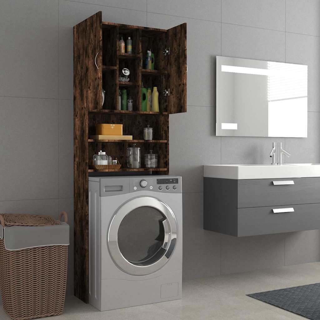 Mobile per Lavatrice Rovere Fumo 64x25,5x190 cm | homemem39