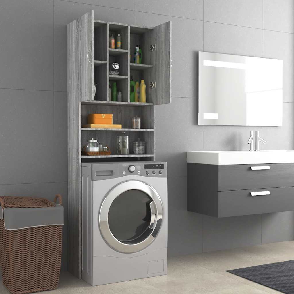 Mobile per Lavatrice Grigio Sonoma 64x25,5x190 cm | homemem39