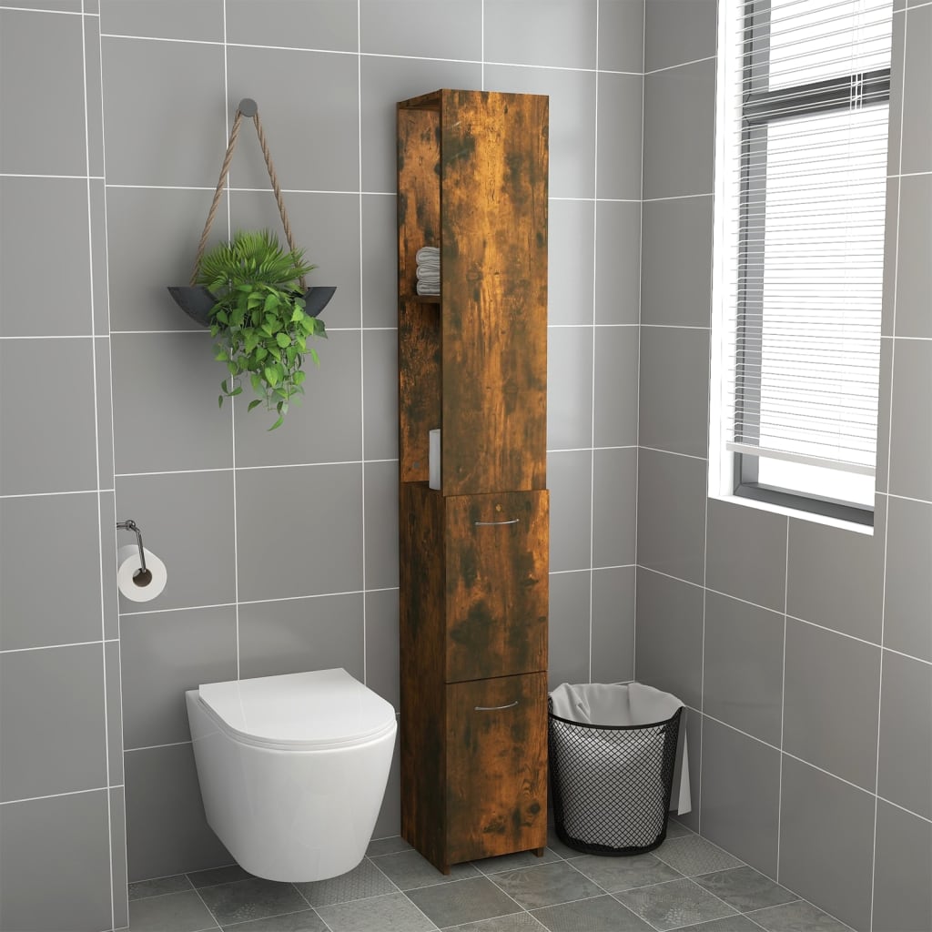 Armadietto Bagno Rovere Fumo 25x26,5x170cm in Legno Multistrato | homemem39
