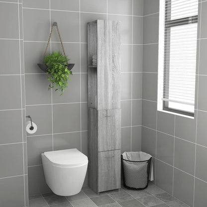 Armadietto Bagno Grigio Sonoma 25x26,5x170 cm Legno Multistrato | homemem39