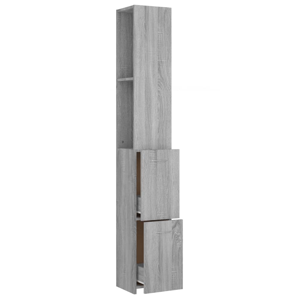 Armadietto Bagno Grigio Sonoma 25x26,5x170 cm Legno Multistrato | homemem39