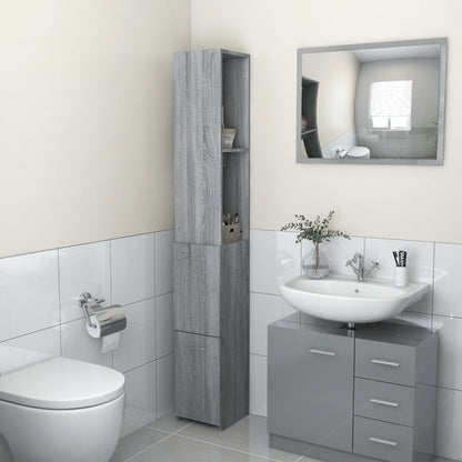 Armadietto Bagno Grigio Sonoma 25x26,5x170 cm Legno Multistrato | homemem39