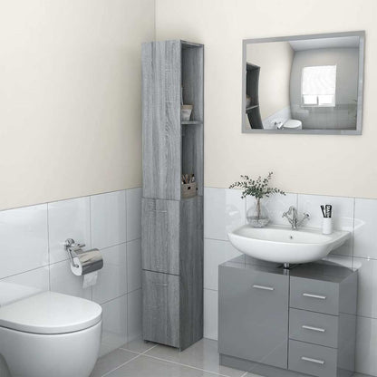 Armadietto Bagno Grigio Sonoma 25x26,5x170 cm Legno Multistrato