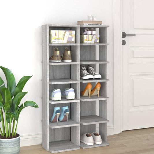 Scarpiere 2 pz Grigio Sonoma 27,5x27x102cm in Legno Multistrato - homemem39
