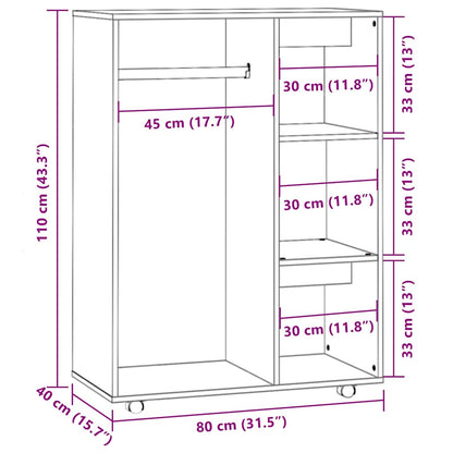 Armadio Grigio Sonoma 80x40x110 cm in Legno Multistrato