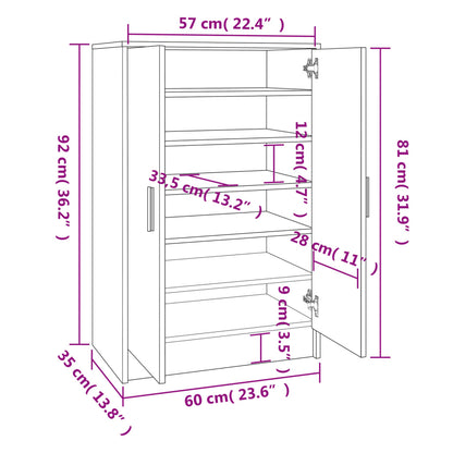 Scarpiera Grigio Sonoma 60x35x92 cm in Legno Multistrato