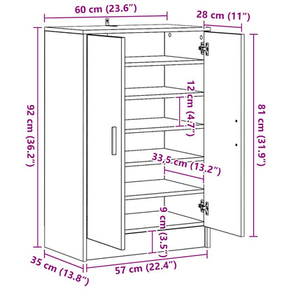 Scarpiera Grigio Sonoma 60x35x92 cm in Legno Multistrato