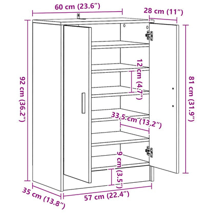 Scarpiera Rovere Marrone 60x35x92 cm in Legno Multistrato - homemem39