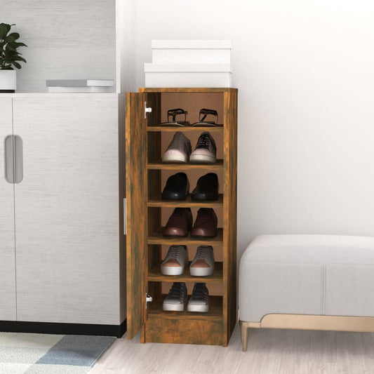 Smoked Oak Shoe Rack 32x35x92 cm in Multilayer Wood