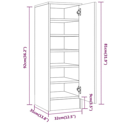 Sonoma Gray Shoe Rack 32x35x92 cm in Multilayer Wood
