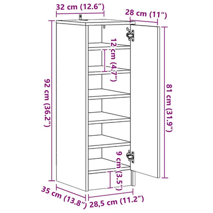 Sonoma Gray Shoe Rack 32x35x92 cm in Multilayer Wood