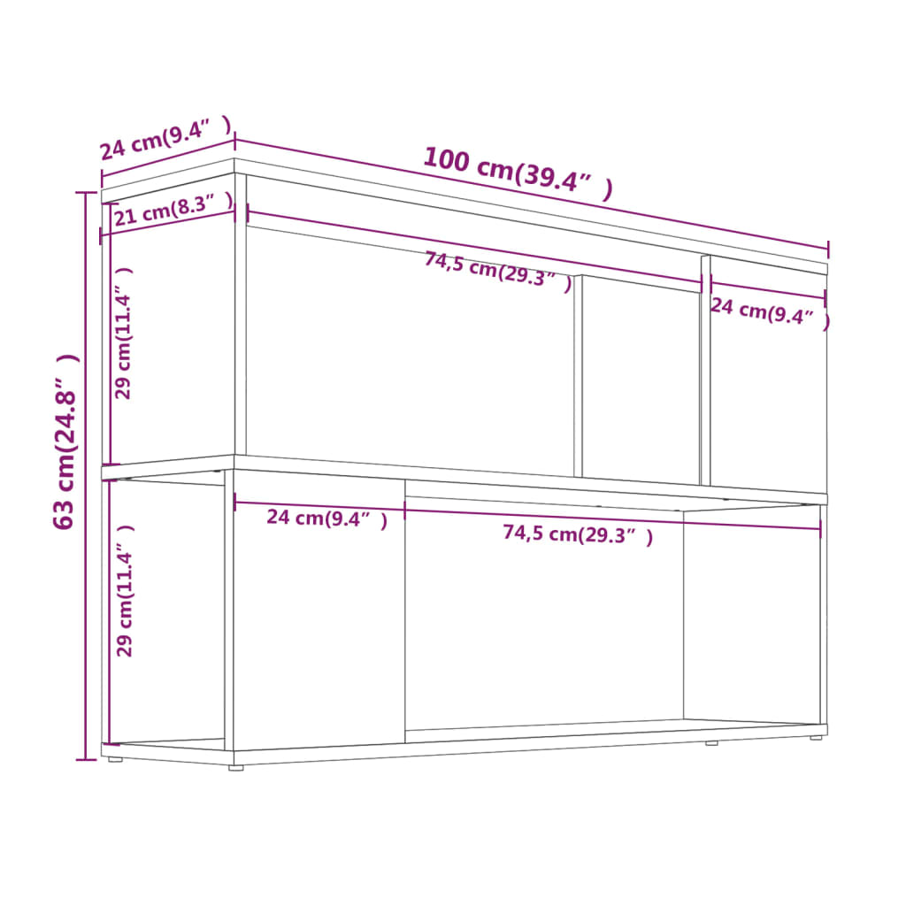 Libreria Rovere Fumo 100x24x63 cm in Legno Multistrato | homemem39