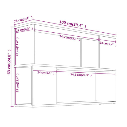 Libreria Rovere Fumo 100x24x63 cm in Legno Multistrato | homemem39