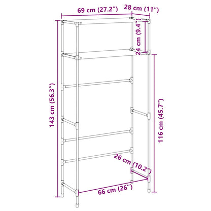 Rastrelliera per Lavatrice a 2 Livelli Nera 69x28x143 cm Ferro - homemem39