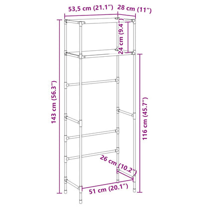 Rastrelliera per Bagno a 2 Livelli Nera 53,5x28x143 cm Ferro - homemem39