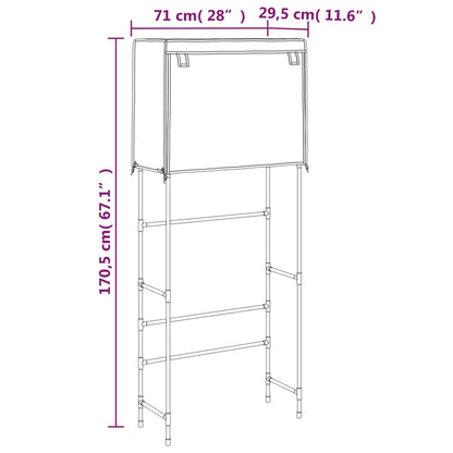Rastrelliera per Lavatrice 2 Livelli Nera 71x29,5x170,5cm Ferro - homemem39