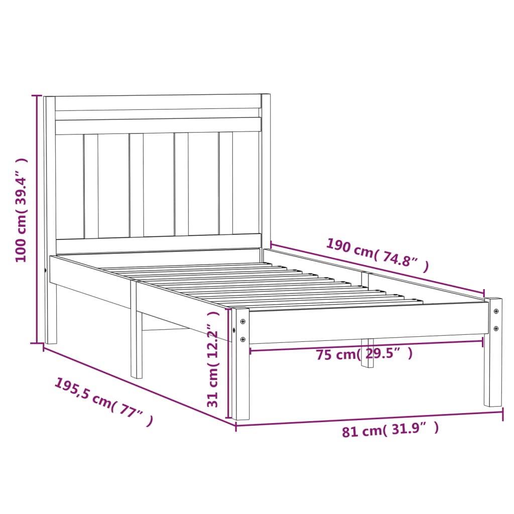 Giroletto 75x190 cm Small Single in Legno Massello | homemem39