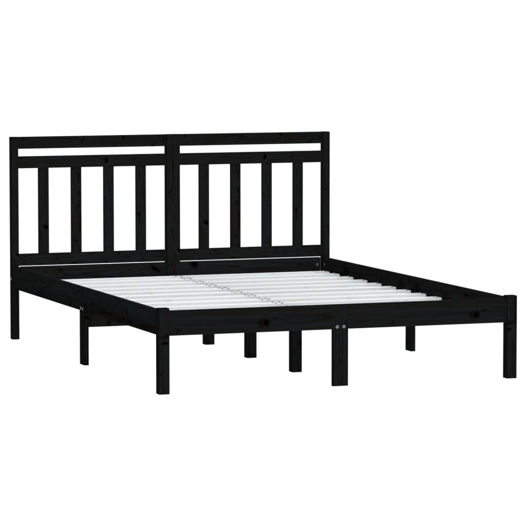 Giroletto Nero in Legno Massello di Pino 140x190 cm | homemem39
