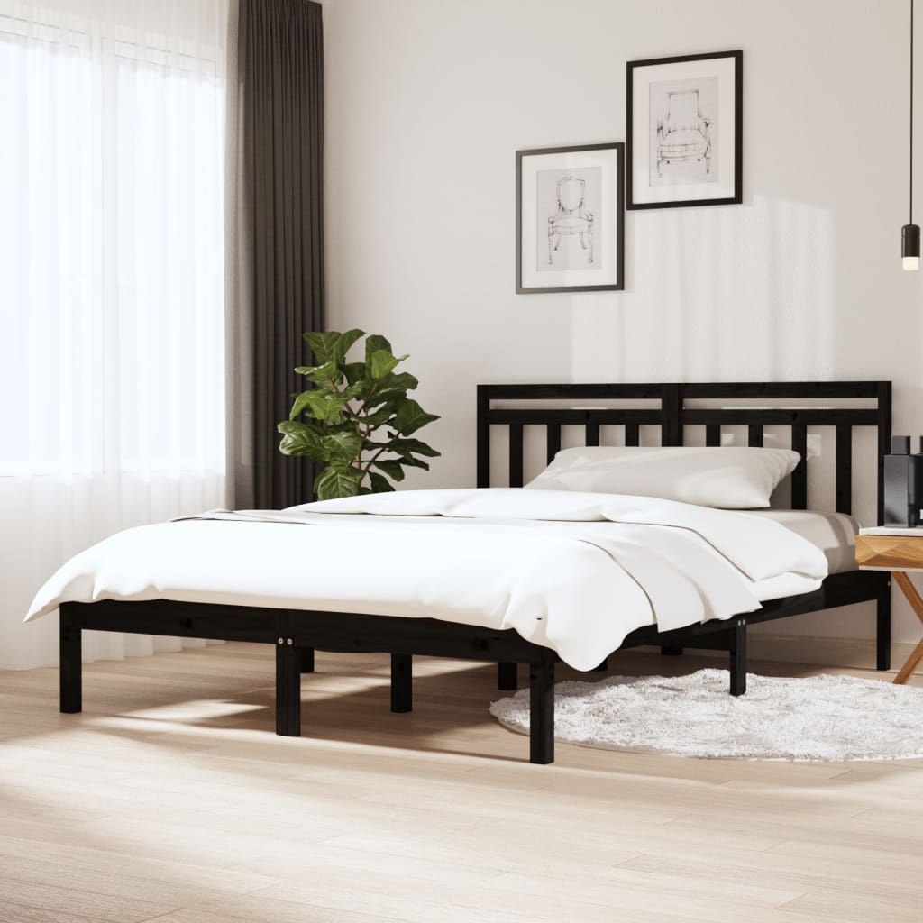Giroletto Nero in Legno Massello di Pino 140x190 cm | homemem39