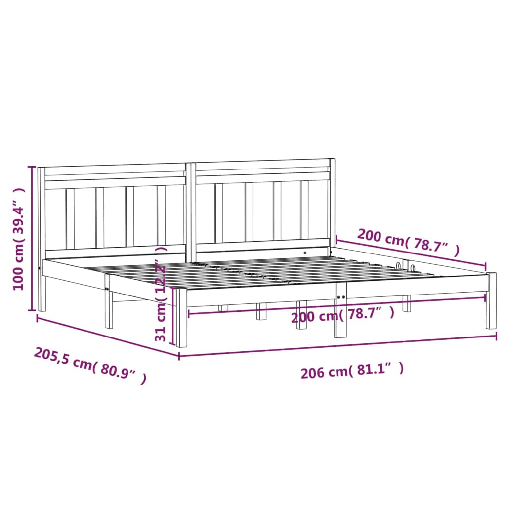 Giroletto Nero in Legno Massello di Pino 200x200 cm | homemem39