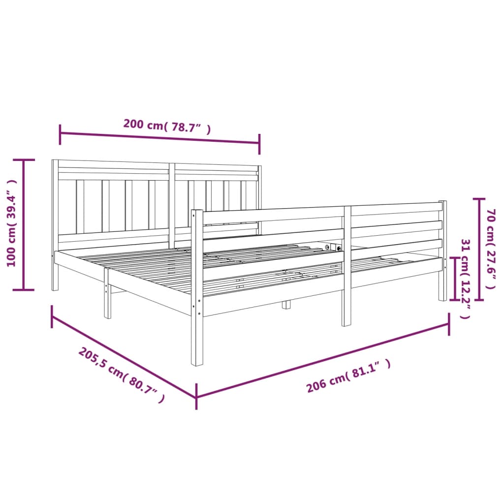 Giroletto Grigio in Legno Massello di Pino 200x200 cm | homemem39