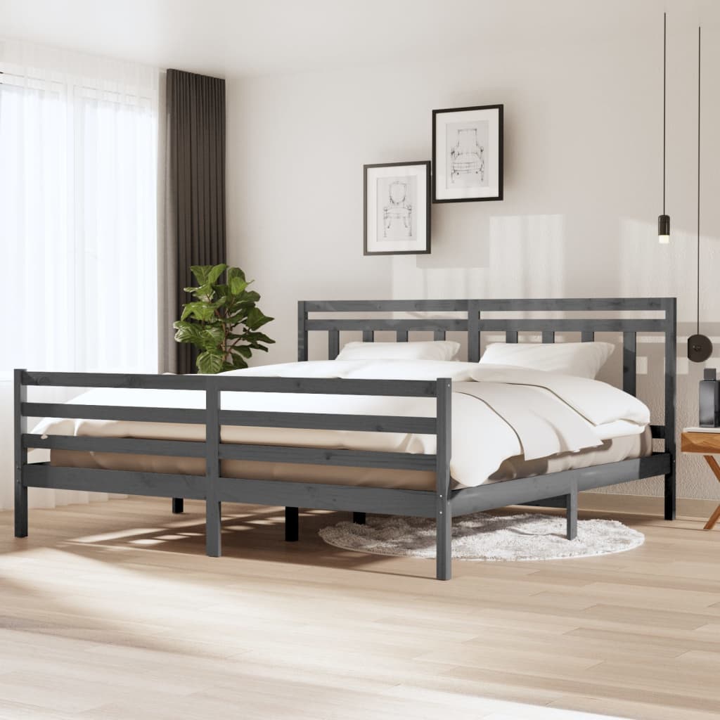 Giroletto Grigio in Legno Massello di Pino 200x200 cm | homemem39