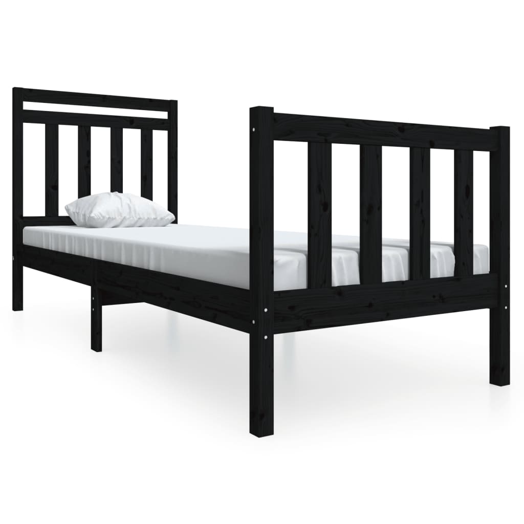 Giroletto Nero 75x190 cm Small Single in Legno Massello | homemem39