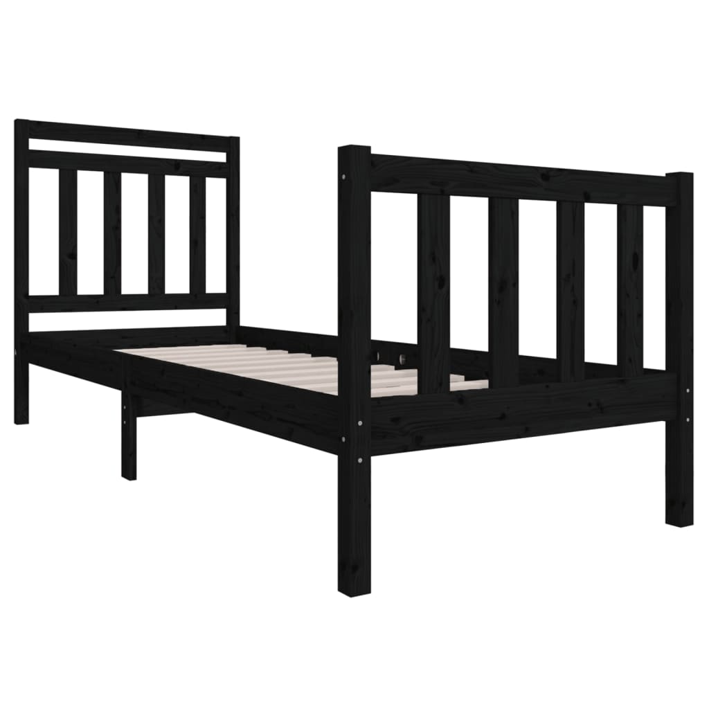 Giroletto Nero 75x190 cm Small Single in Legno Massello | homemem39