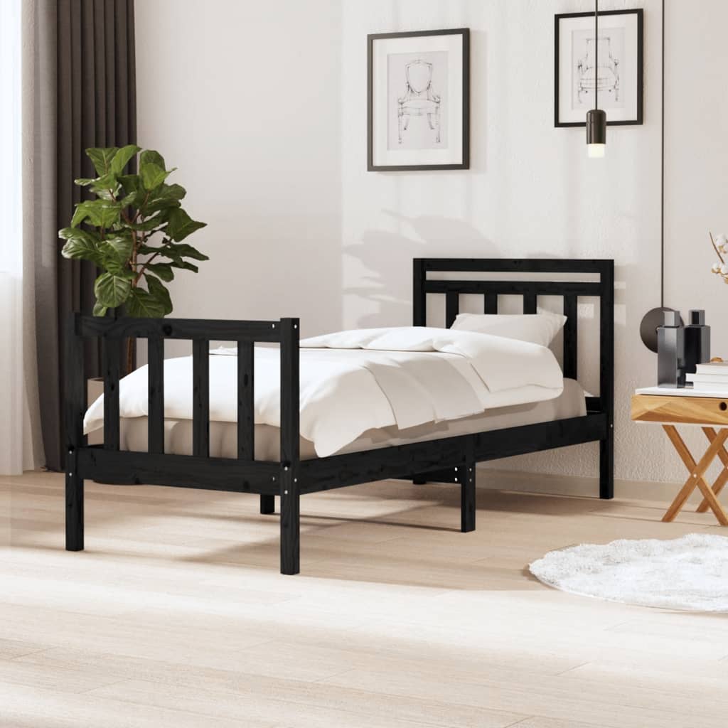 Giroletto Nero 75x190 cm Small Single in Legno Massello | homemem39