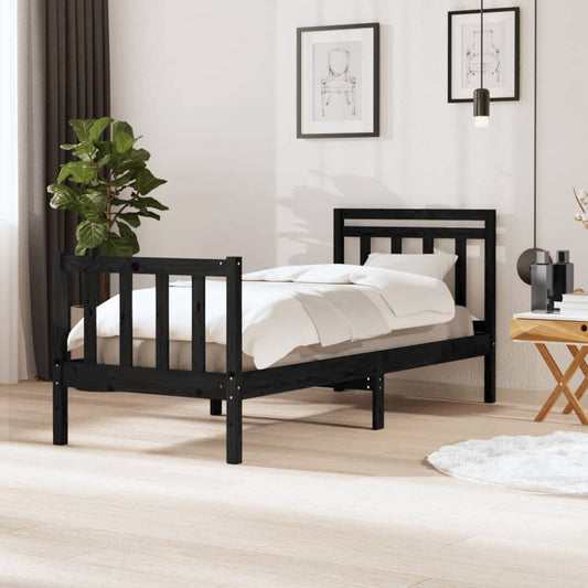 Giroletto Nero 75x190 cm Small Single in Legno Massello | homemem39